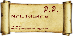 Póti Polixéna névjegykártya